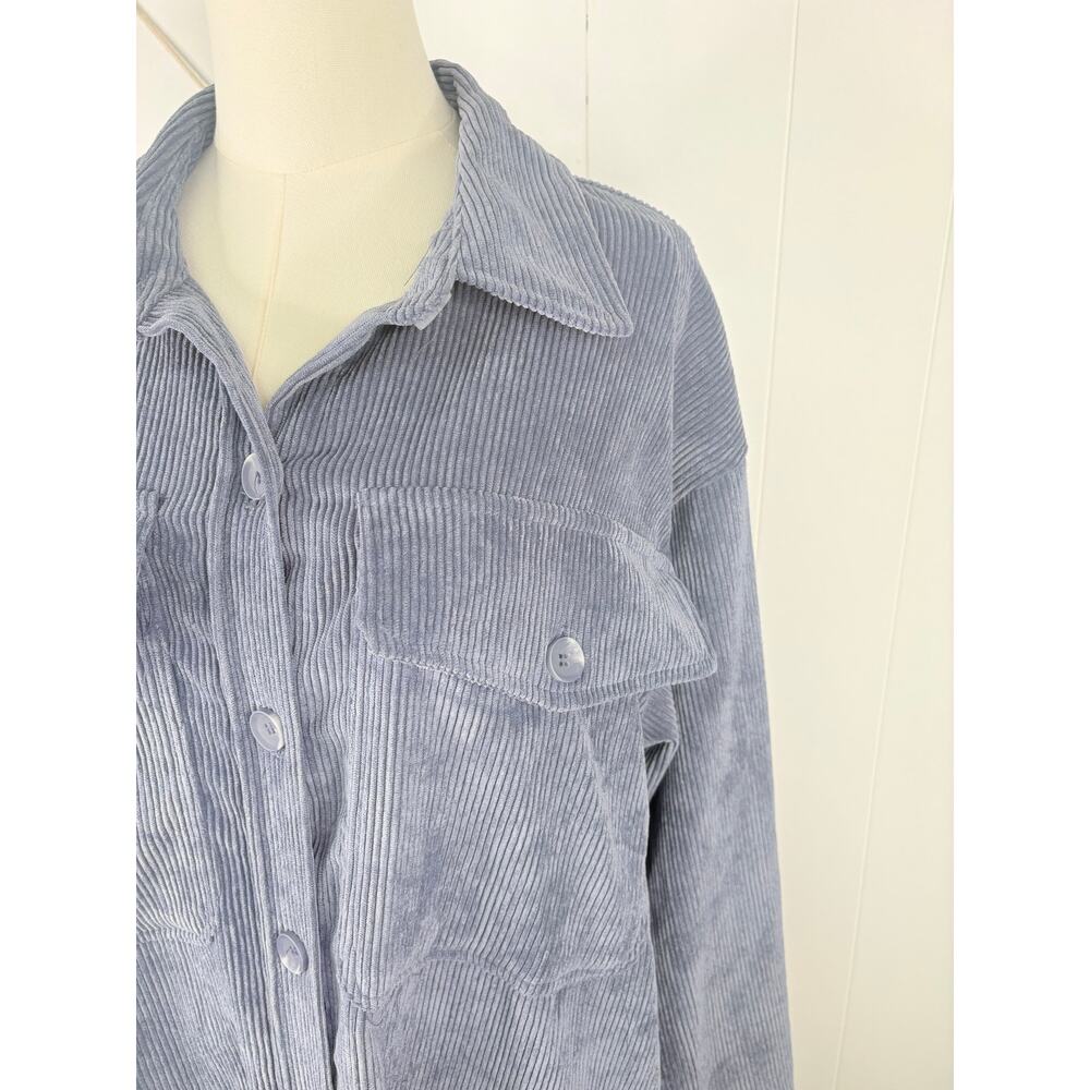 ✨2/$30✨Reserve Fairfax Oversized Corduroy Shacket Medium Blue Button Up - Picture 4 of 9